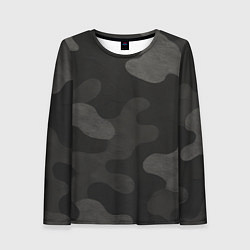 Лонгслив женский Черно-серый камуфляж, цвет: 3D-принт