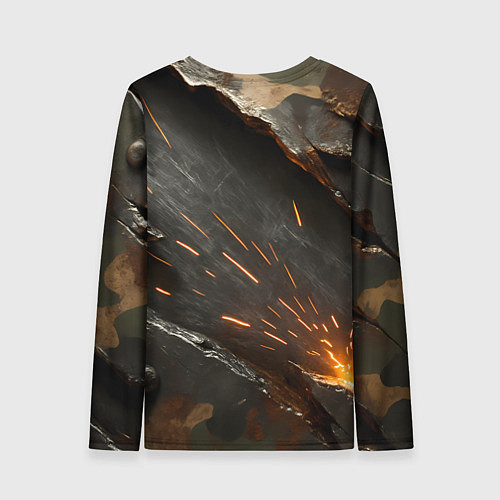 Женский лонгслив Искры метала под камуфляжем / 3D-принт – фото 2