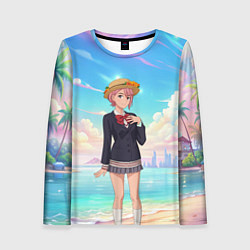 Женский лонгслив Дандадан Сиратори Айра на берегу моря