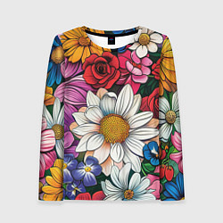 Женский лонгслив Крупные цветы
