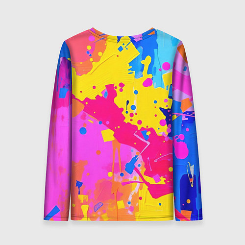 Женский лонгслив Яркие пятна акриловой краски на стене / 3D-принт – фото 2