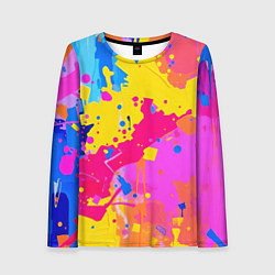 Женский лонгслив Яркие пятна акриловой краски на стене