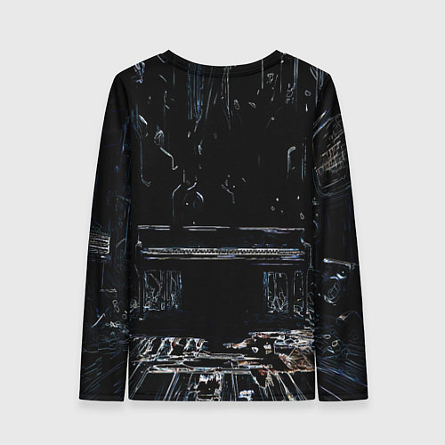Женский лонгслив Линейный силуэт музыканта / 3D-принт – фото 2