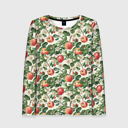 Лонгслив женский Яркие яблочки - паттерн, цвет: 3D-принт
