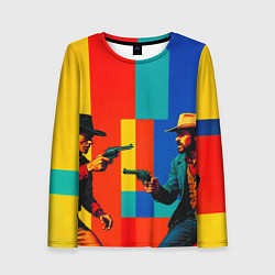 Лонгслив женский Перестрелка ковбоев поп-арт, цвет: 3D-принт