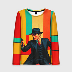 Женский лонгслив Мужчина с пистолетом поп-арт