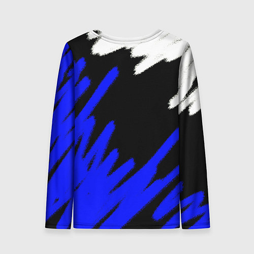 Женский лонгслив Россия чёрно-синий штрихи / 3D-принт – фото 2