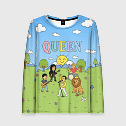 Женский лонгслив Queen мультяшный стиль на поляне