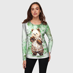 Лонгслив женский Акварельный мишка, цвет: 3D-принт — фото 2