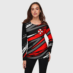 Лонгслив женский Umbrella - red lines, цвет: 3D-принт — фото 2