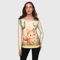 Лонгслив женский Лиса и мотыльки, цвет: 3D-принт — фото 2