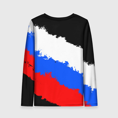 Женский лонгслив Федерация бокса России - триколор / 3D-принт – фото 2