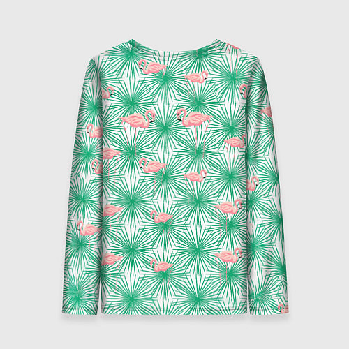 Женский лонгслив Фламинго и тропики / 3D-принт – фото 2