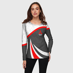 Лонгслив женский Mitsubishi - красный и серый, цвет: 3D-принт — фото 2