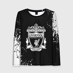 Лонгслив женский Liverpool белые краски текстура, цвет: 3D-принт