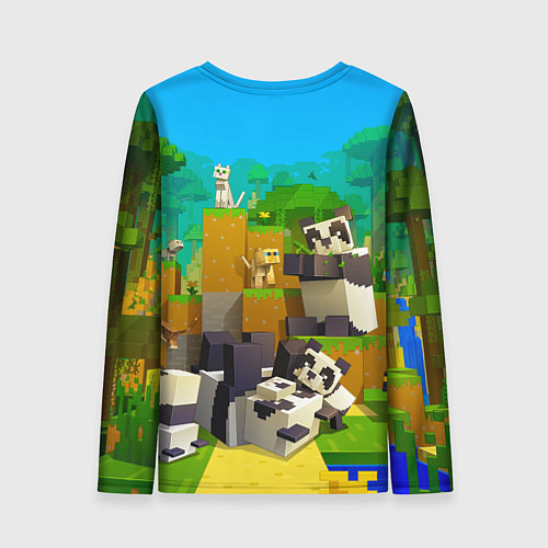 Женский лонгслив Майнкрафт - панды / 3D-принт – фото 2