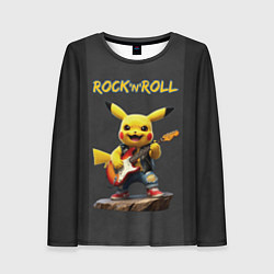 Лонгслив женский Пикачу играет на электрогитаре, цвет: 3D-принт