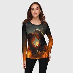 Лонгслив женский Ведьмак и Трисс огненная стихия, цвет: 3D-принт — фото 2