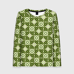Лонгслив женский Текстура из ромбов зеленая, цвет: 3D-принт