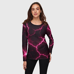 Лонгслив женский Розовый свет из разлома плит, цвет: 3D-принт — фото 2