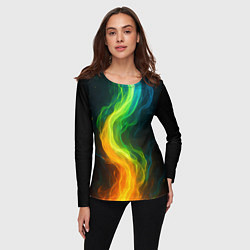 Лонгслив женский Разноцветное пламя, цвет: 3D-принт — фото 2