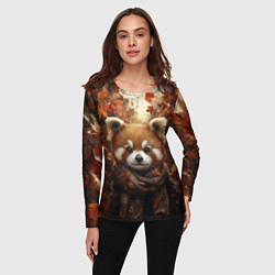 Лонгслив женский Красная панда в осеннем лесу, цвет: 3D-принт — фото 2