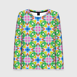 Лонгслив женский Разноцветный абстрактный узор, цвет: 3D-принт