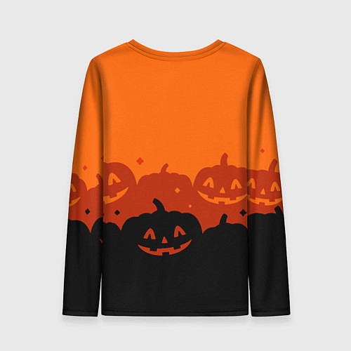 Женский лонгслив Хэллоуин счастливые тыквы / 3D-принт – фото 2