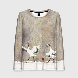 Лонгслив женский Журавли зимняя акварель, цвет: 3D-принт