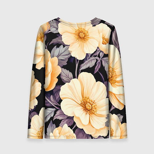 Женский лонгслив Крупные жёлтые цветы / 3D-принт – фото 2