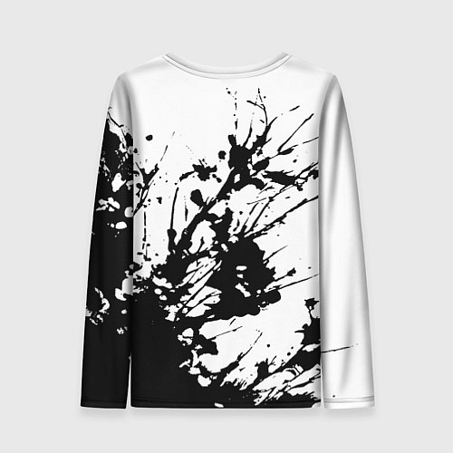 Женский лонгслив Чёрная взрывная краска на белом / 3D-принт – фото 2