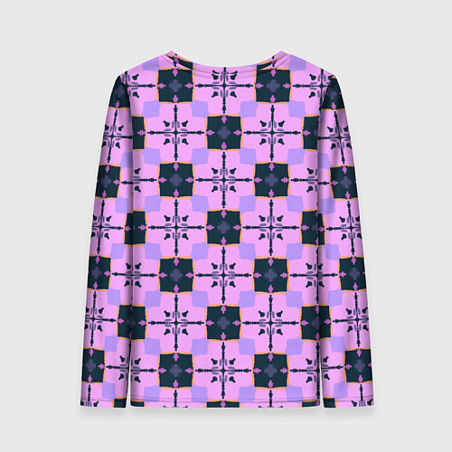 Женский лонгслив Квадраты с цветочными перекрестиями / 3D-принт – фото 2