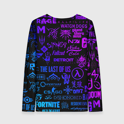 Женский лонгслив Барселона неоновые логотипы игр / 3D-принт – фото 2