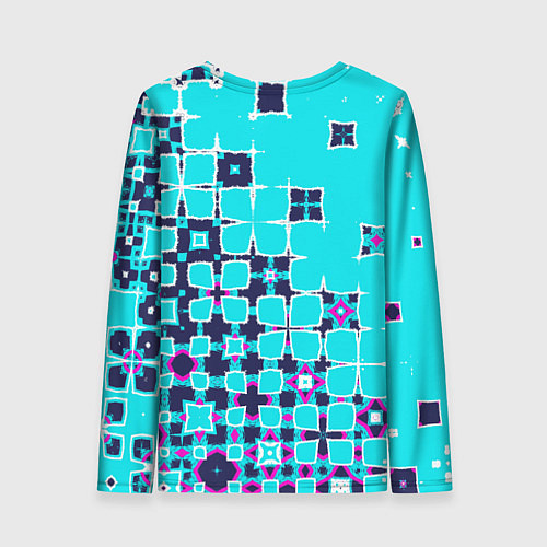 Женский лонгслив Геометрическая метаморфоза на бирюзе / 3D-принт – фото 2