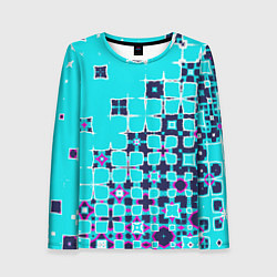 Лонгслив женский Геометрическая метаморфоза на бирюзе, цвет: 3D-принт