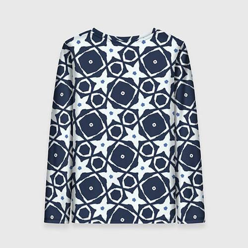 Женский лонгслив Звезды и ромбы на синем / 3D-принт – фото 2