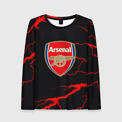 Лонгслив женский Arsenal красные молнии, цвет: 3D-принт