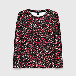Лонгслив женский Красно-розовые крапинки, цвет: 3D-принт