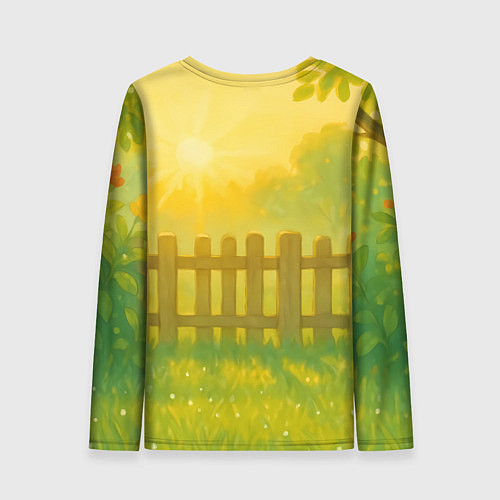 Женский лонгслив Милый олененок на зеленом дворе / 3D-принт – фото 2