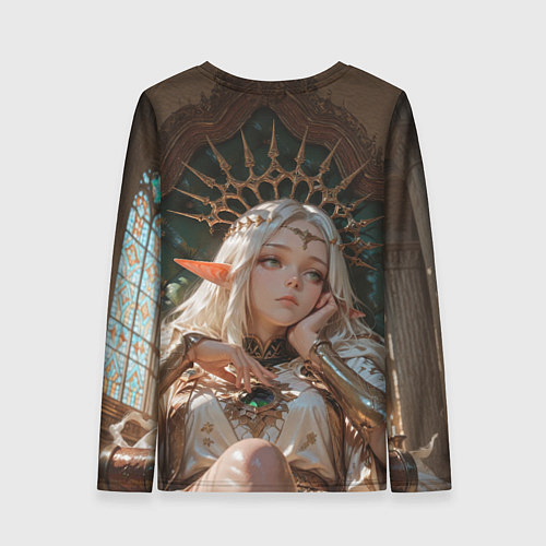 Женский лонгслив Беловолосая королева эльфов на троне / 3D-принт – фото 2