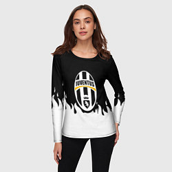 Лонгслив женский Juventus белый огонь, цвет: 3D-принт — фото 2