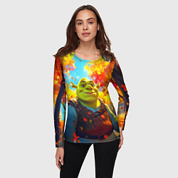 Лонгслив женский Шрек осенний фон, цвет: 3D-принт — фото 2