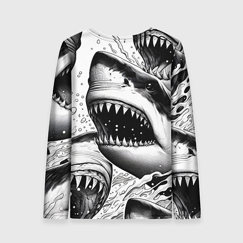 Женский лонгслив Белая акула - стая / 3D-принт – фото 2