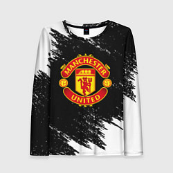 Лонгслив женский Манчестер Юнайтед белые краски, цвет: 3D-принт
