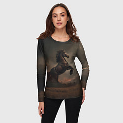 Лонгслив женский Лошадь встает на дыбы, цвет: 3D-принт — фото 2
