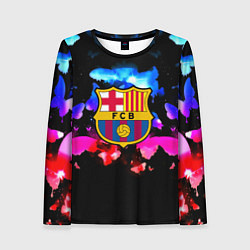 Лонгслив женский Барселона неоновые бабочки, цвет: 3D-принт
