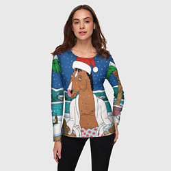 Лонгслив женский Новогодний Конь Боджек, цвет: 3D-принт — фото 2