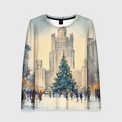 Женский лонгслив Москва новогодняя елка
