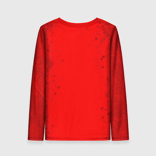 Женский лонгслив Белая эмблема hitman на красном / 3D-принт – фото 2