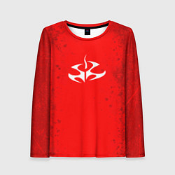 Лонгслив женский Белая эмблема hitman на красном, цвет: 3D-принт